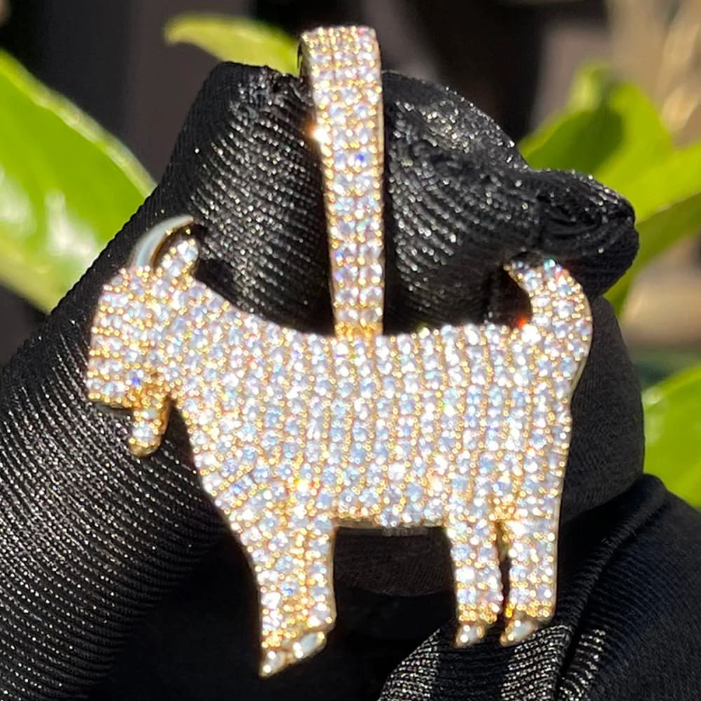 Iced Out Goat Pendant With Tennis Chain Necklace for Men